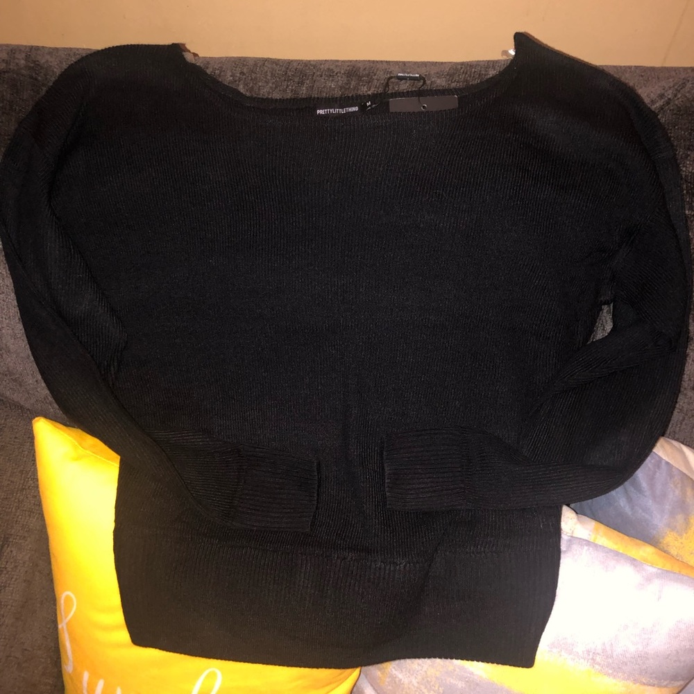 Pretty little thing black 2 piece lite weight sweater outfit